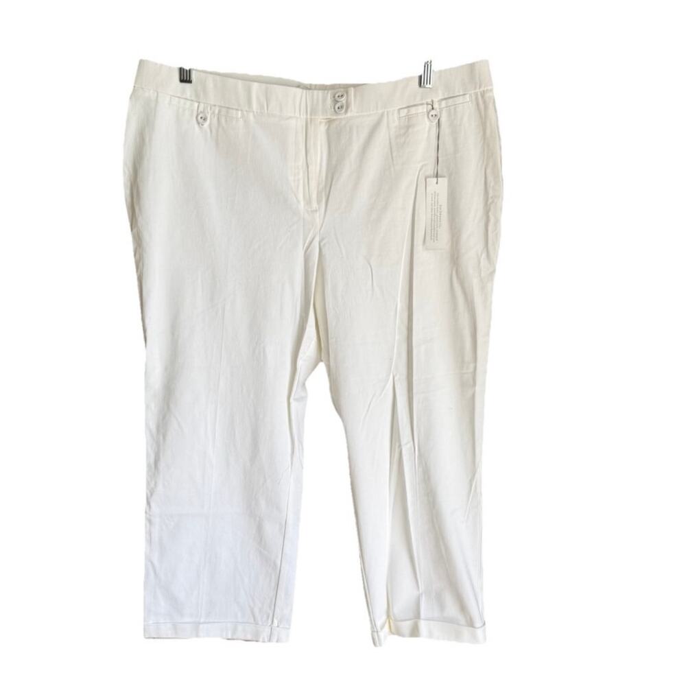 Chico's White Ultimate Fit Crop Pants Size XL/16 Classic Elastic Waist Slimming - Picture 9 of 13